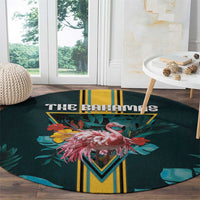 The Bahamas Round Carpet The Flamingo Tropical Flowers - Wonder Print Shop