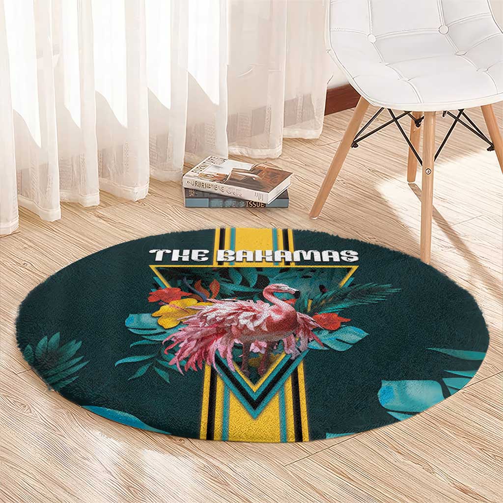 The Bahamas Round Carpet The Flamingo Tropical Flowers - Wonder Print Shop