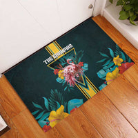 The Bahamas Rubber Doormat The Flamingo Tropical Flowers - Wonder Print Shop