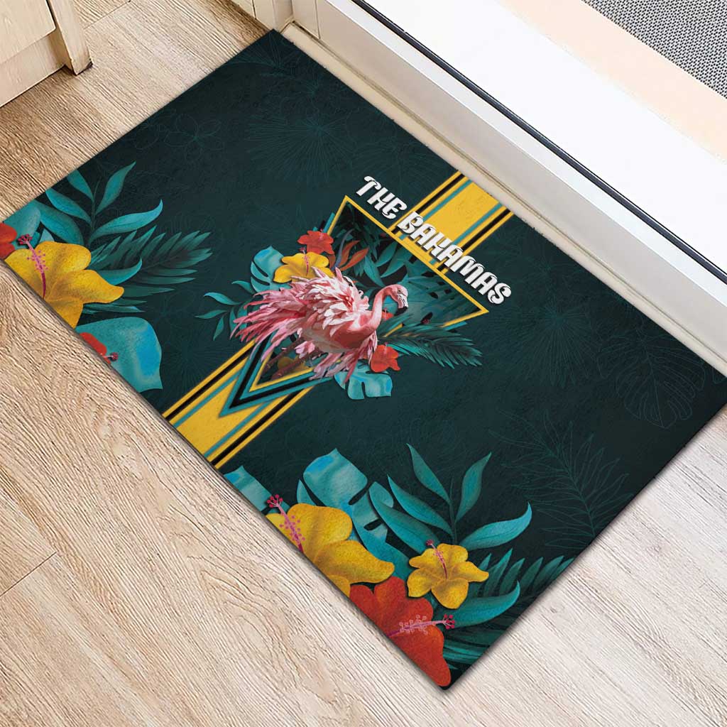 The Bahamas Rubber Doormat The Flamingo Tropical Flowers - Wonder Print Shop
