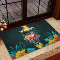 The Bahamas Rubber Doormat The Flamingo Tropical Flowers - Wonder Print Shop