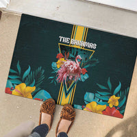 The Bahamas Rubber Doormat The Flamingo Tropical Flowers - Wonder Print Shop