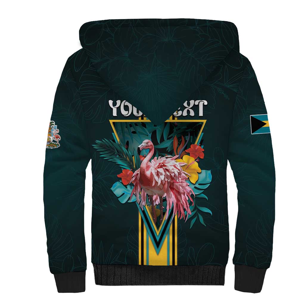 Personalized The Bahamas Sherpa Hoodie The Flamingo Tropical Flowers - Wonder Print Shop