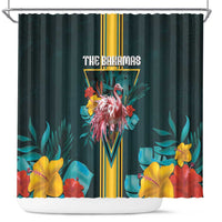The Bahamas Shower Curtain The Flamingo Tropical Flowers - Wonder Print Shop