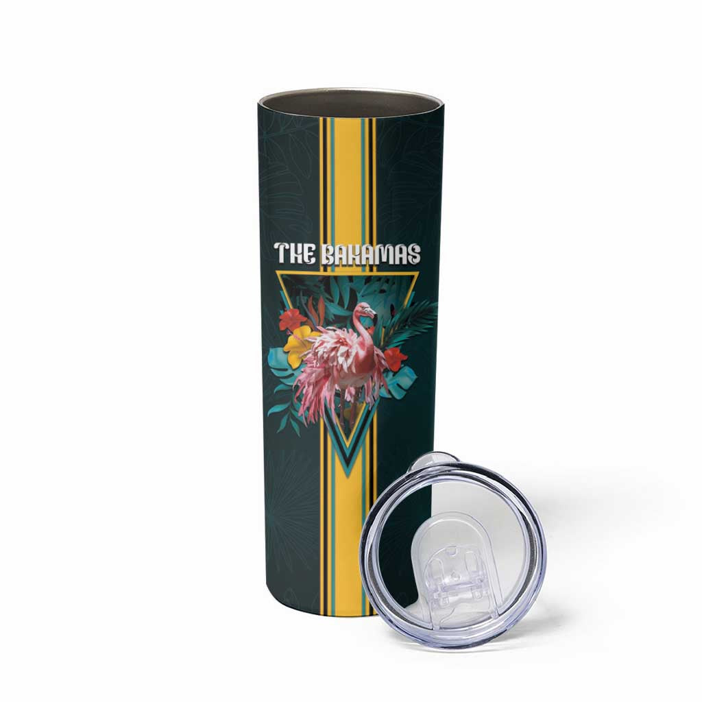 Personalized The Bahamas Skinny Tumbler The Flamingo Tropical Flowers - Wonder Print Shop