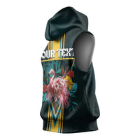 Personalized The Bahamas Sleeveless Hoodie The Flamingo Tropical Flowers - Wonder Print Shop