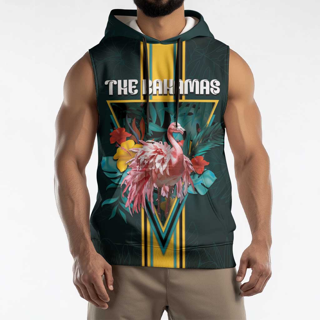 Personalized The Bahamas Sleeveless Hoodie The Flamingo Tropical Flowers - Wonder Print Shop