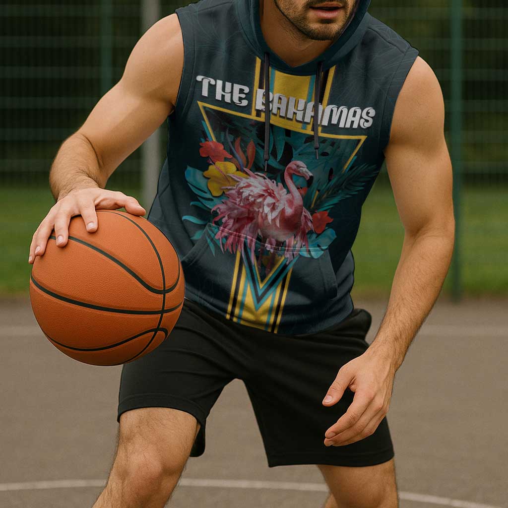 Personalized The Bahamas Sleeveless Hoodie The Flamingo Tropical Flowers - Wonder Print Shop