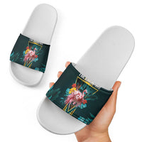 The Bahamas Slide Sandals The Flamingo Tropical Flowers - Wonder Print Shop