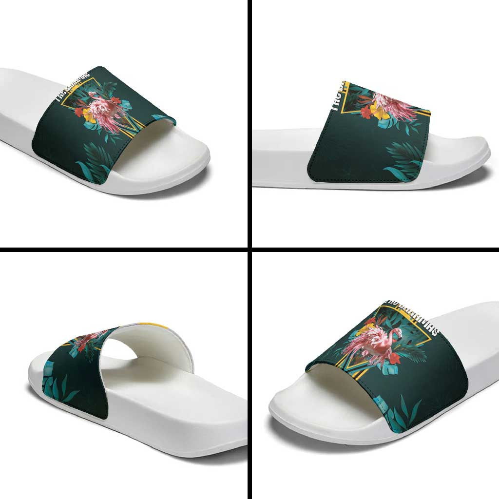 The Bahamas Slide Sandals The Flamingo Tropical Flowers - Wonder Print Shop