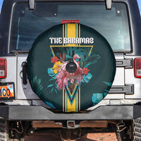 The Bahamas Spare Tire Cover The Flamingo Tropical Flowers - Wonder Print Shop