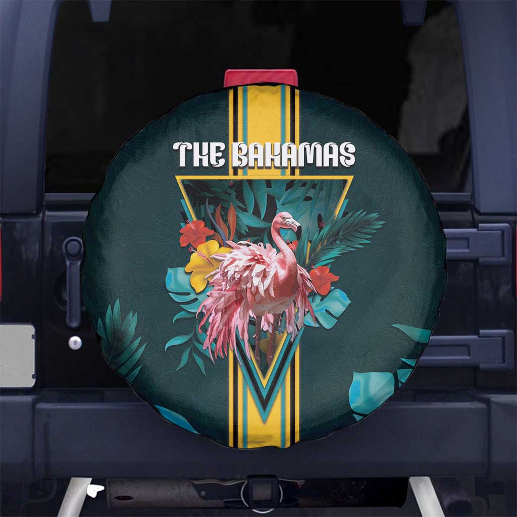 The Bahamas Spare Tire Cover The Flamingo Tropical Flowers - Wonder Print Shop