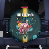 The Bahamas Spare Tire Cover The Flamingo Tropical Flowers - Wonder Print Shop