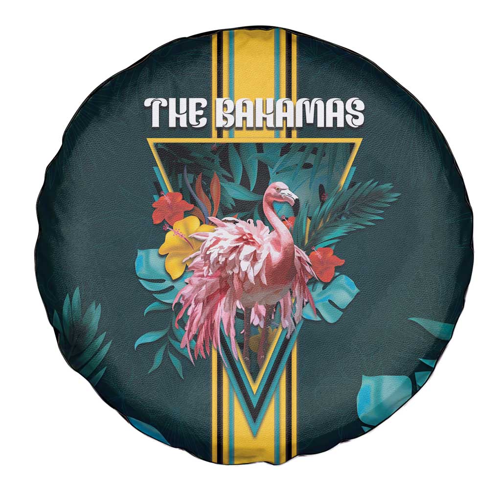 The Bahamas Spare Tire Cover The Flamingo Tropical Flowers - Wonder Print Shop