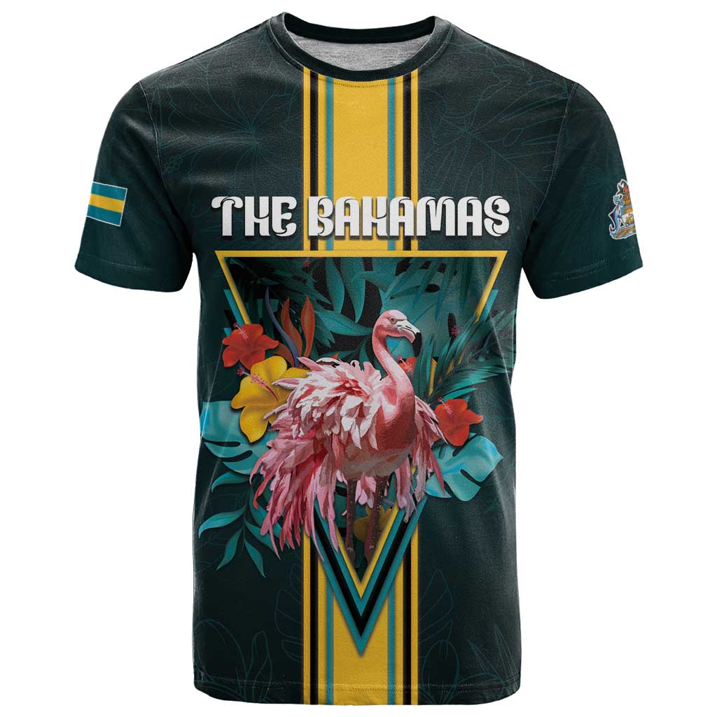 Personalized The Bahamas T Shirt The Flamingo Tropical Flowers - Wonder Print Shop
