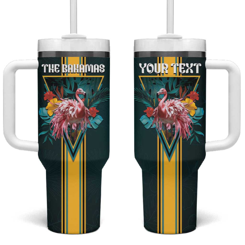 Personalized The Bahamas Tumbler With Handle The Flamingo Tropical Flowers - Wonder Print Shop