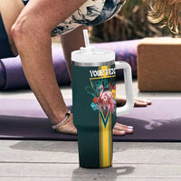 Personalized The Bahamas Tumbler With Handle The Flamingo Tropical Flowers - Wonder Print Shop