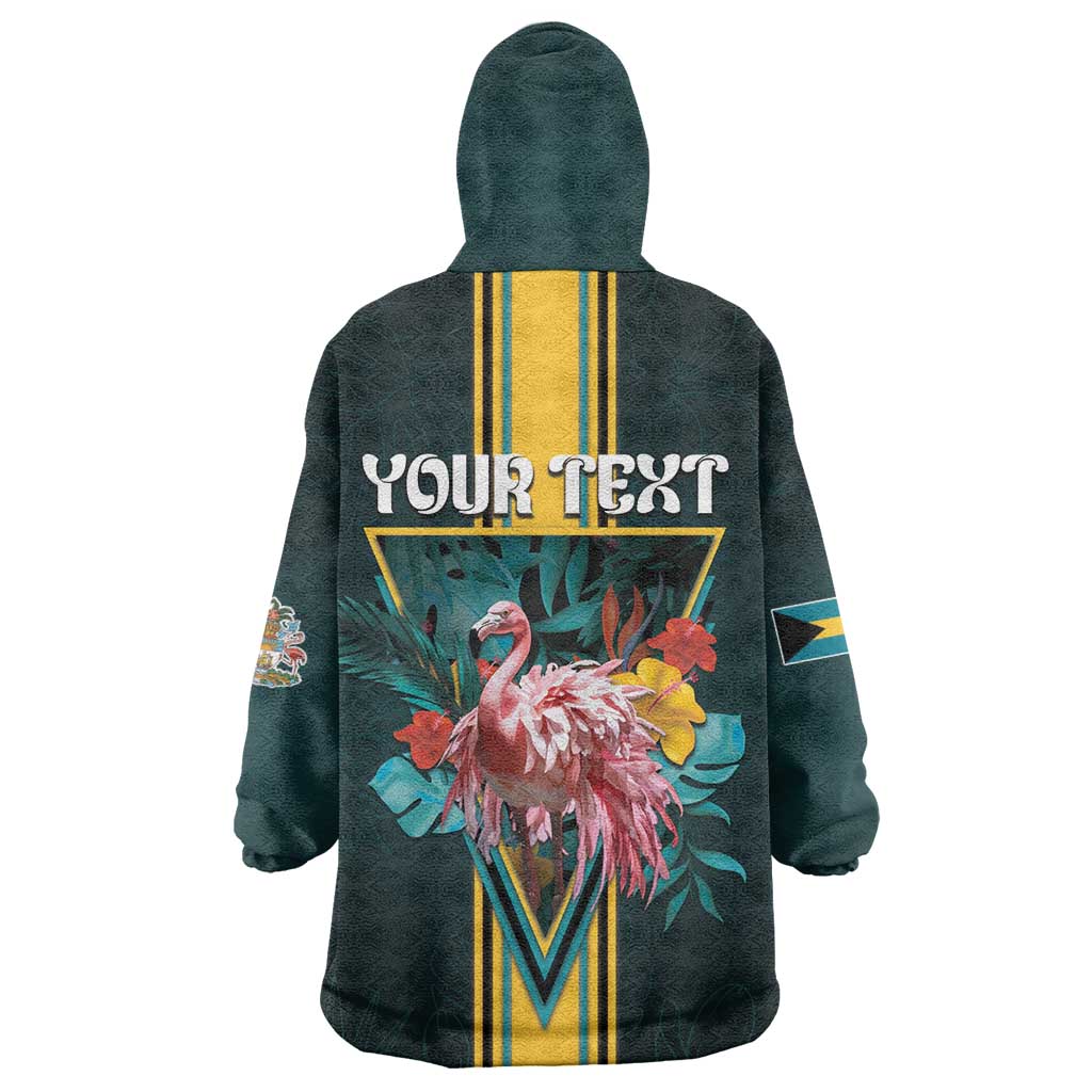 Personalized The Bahamas Wearable Blanket Hoodie The Flamingo Tropical Flowers - Wonder Print Shop