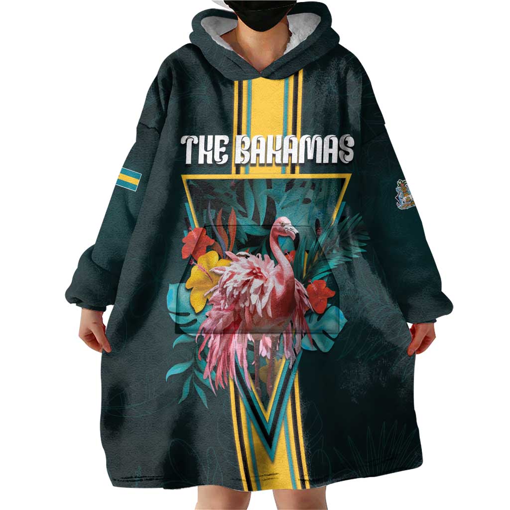 Personalized The Bahamas Wearable Blanket Hoodie The Flamingo Tropical Flowers - Wonder Print Shop