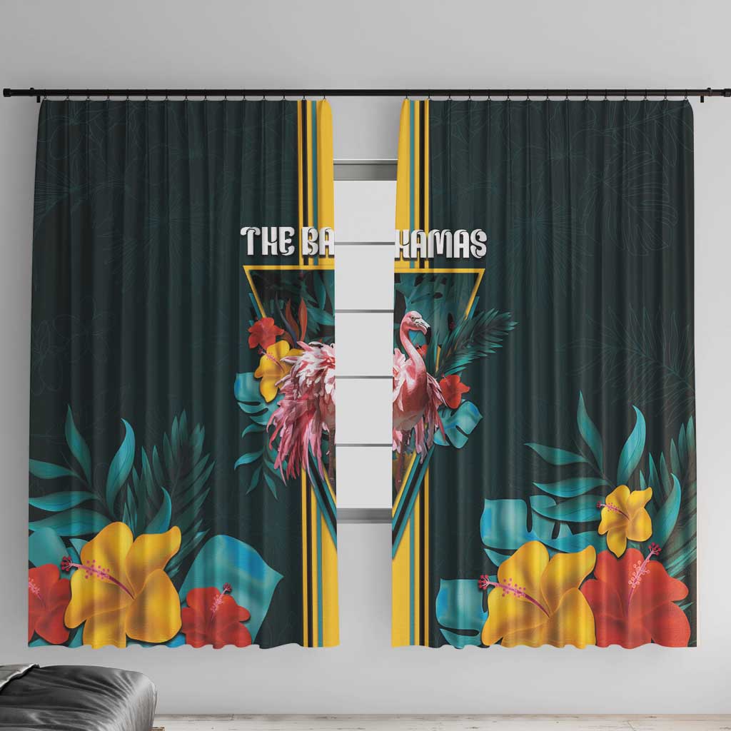 The Bahamas Window Curtain The Flamingo Tropical Flowers - Wonder Print Shop