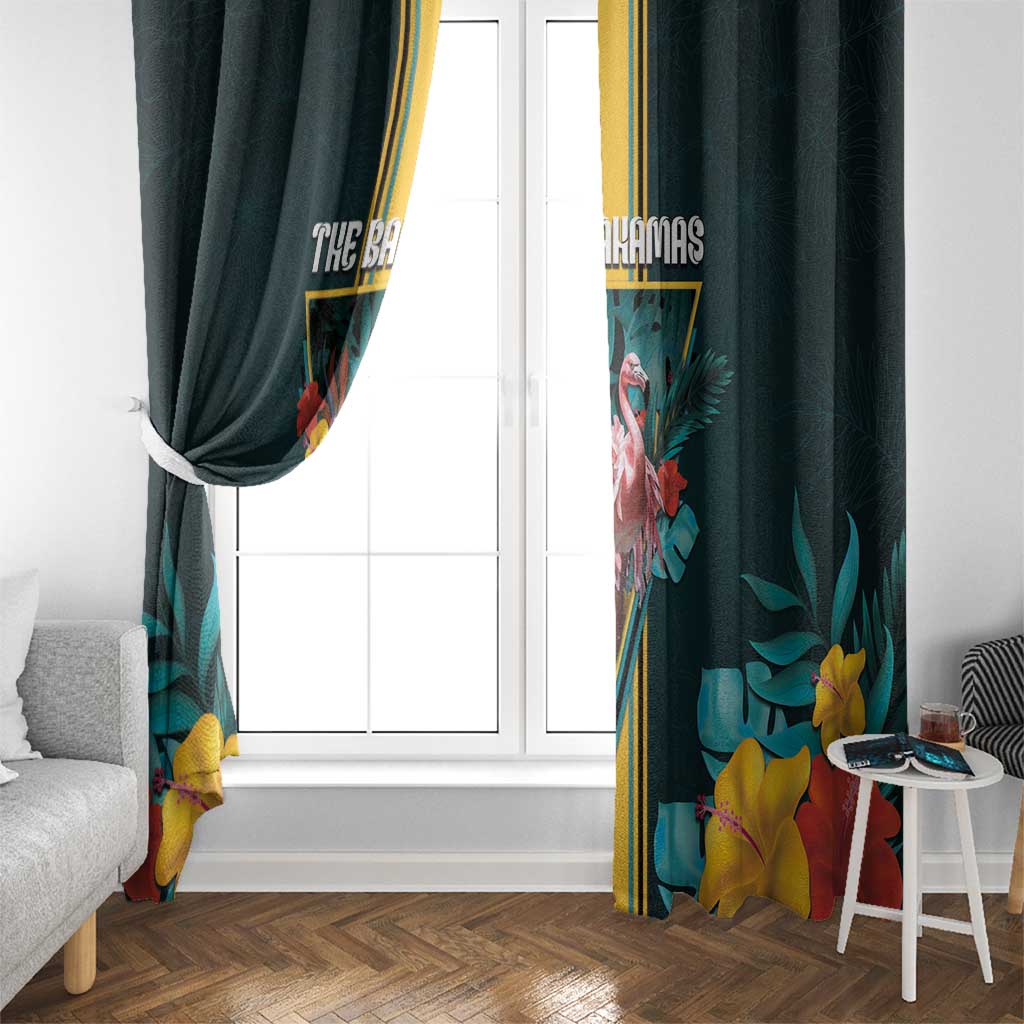 The Bahamas Window Curtain The Flamingo Tropical Flowers - Wonder Print Shop