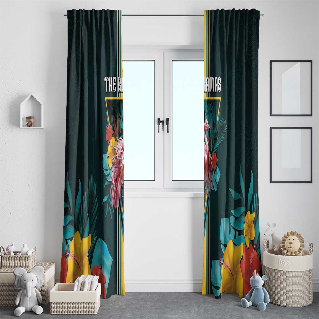 The Bahamas Window Curtain The Flamingo Tropical Flowers - Wonder Print Shop