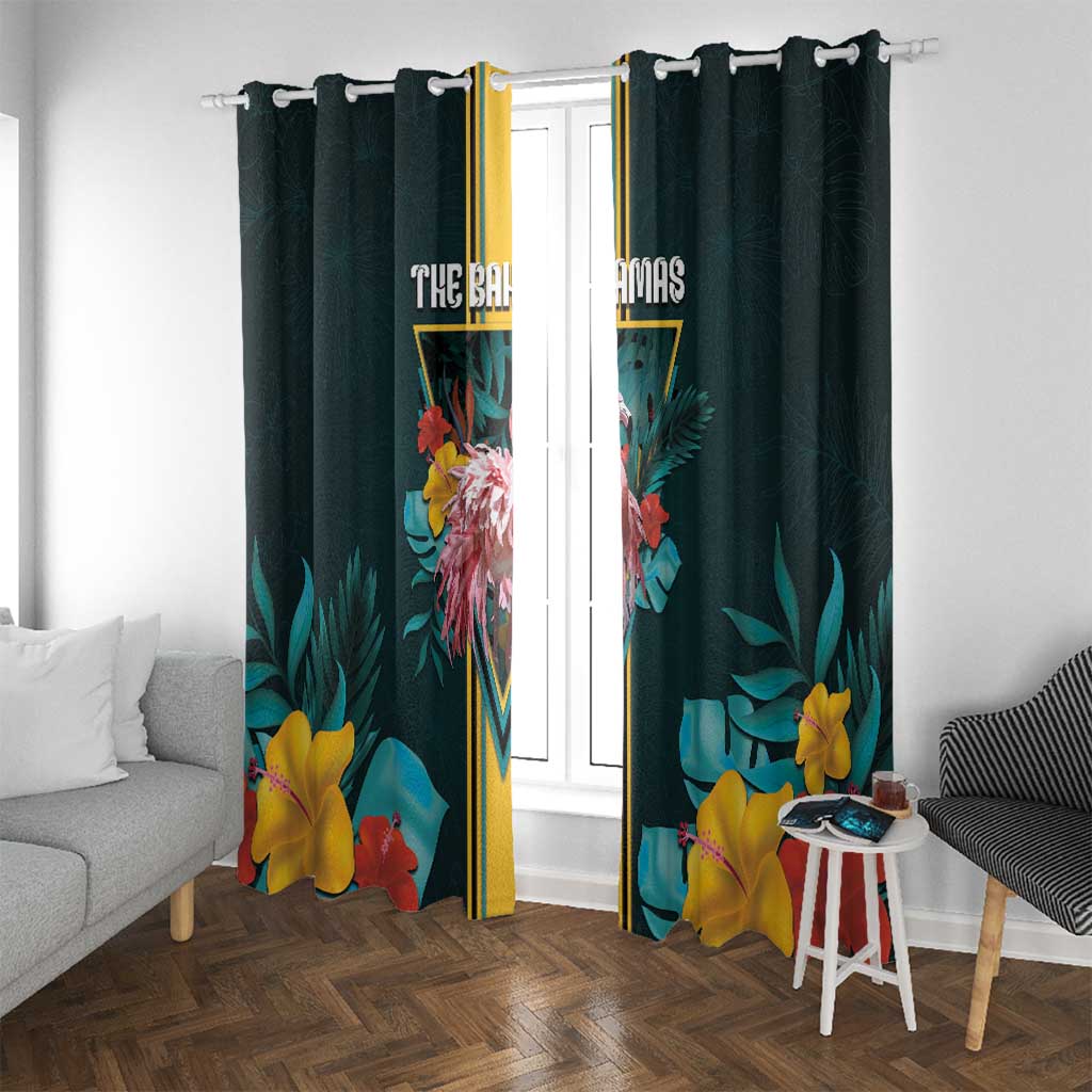 The Bahamas Window Curtain The Flamingo Tropical Flowers - Wonder Print Shop