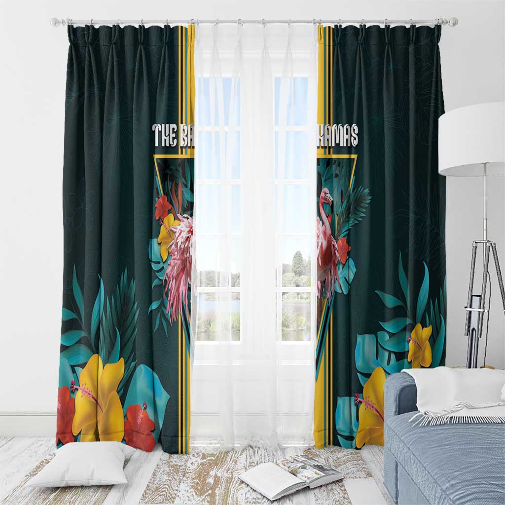 The Bahamas Window Curtain The Flamingo Tropical Flowers - Wonder Print Shop
