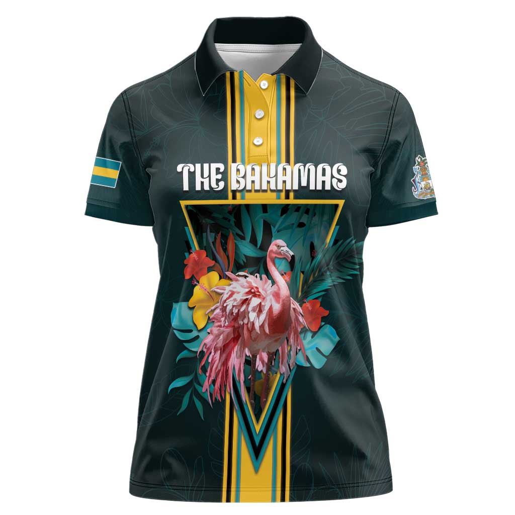 Personalized The Bahamas Women Polo Shirt The Flamingo Tropical Flowers - Wonder Print Shop