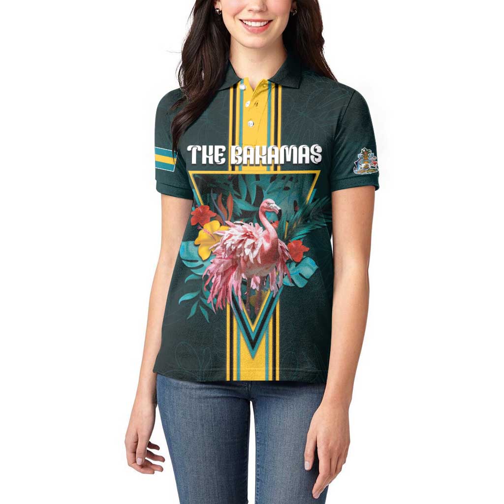Personalized The Bahamas Women Polo Shirt The Flamingo Tropical Flowers - Wonder Print Shop
