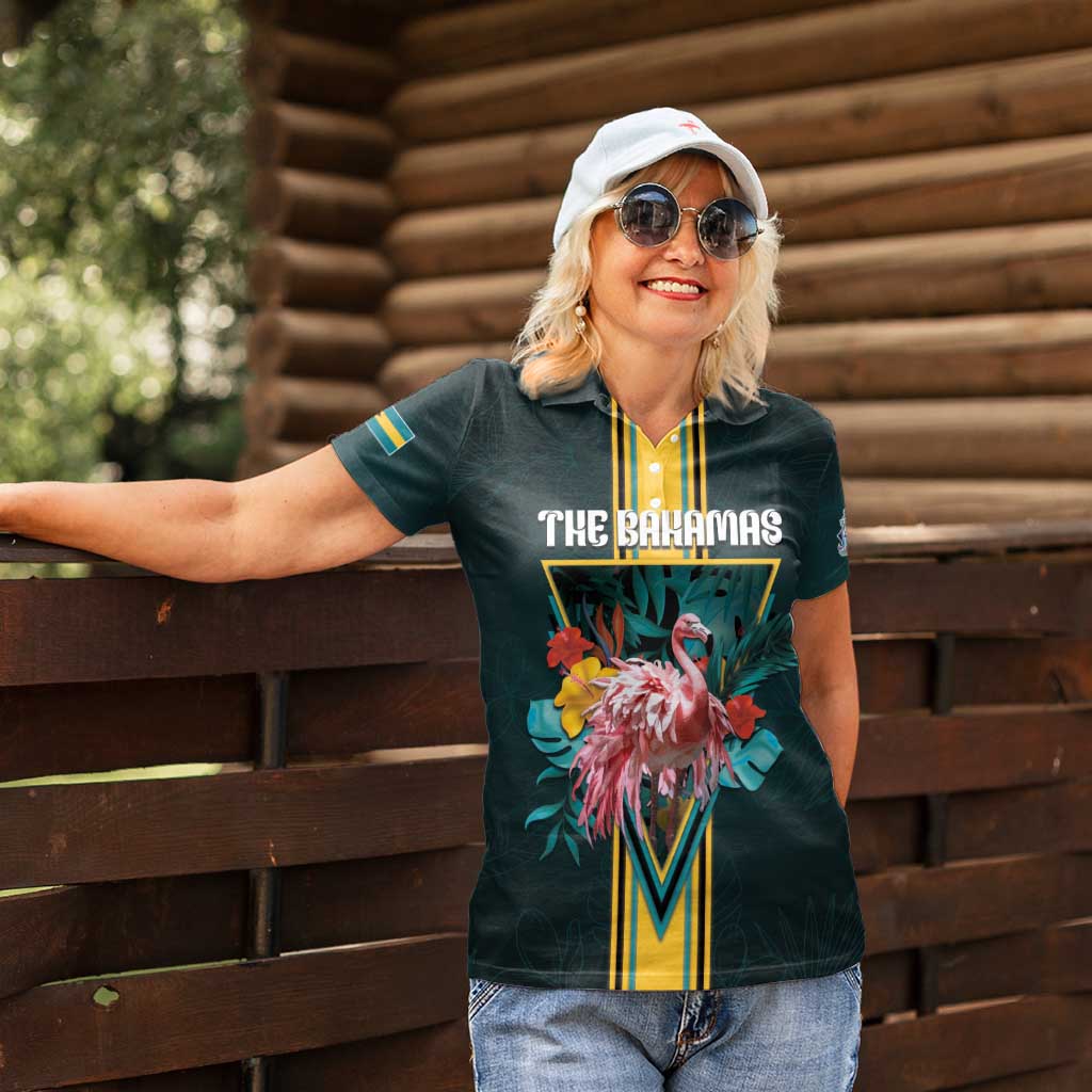Personalized The Bahamas Women Polo Shirt The Flamingo Tropical Flowers - Wonder Print Shop