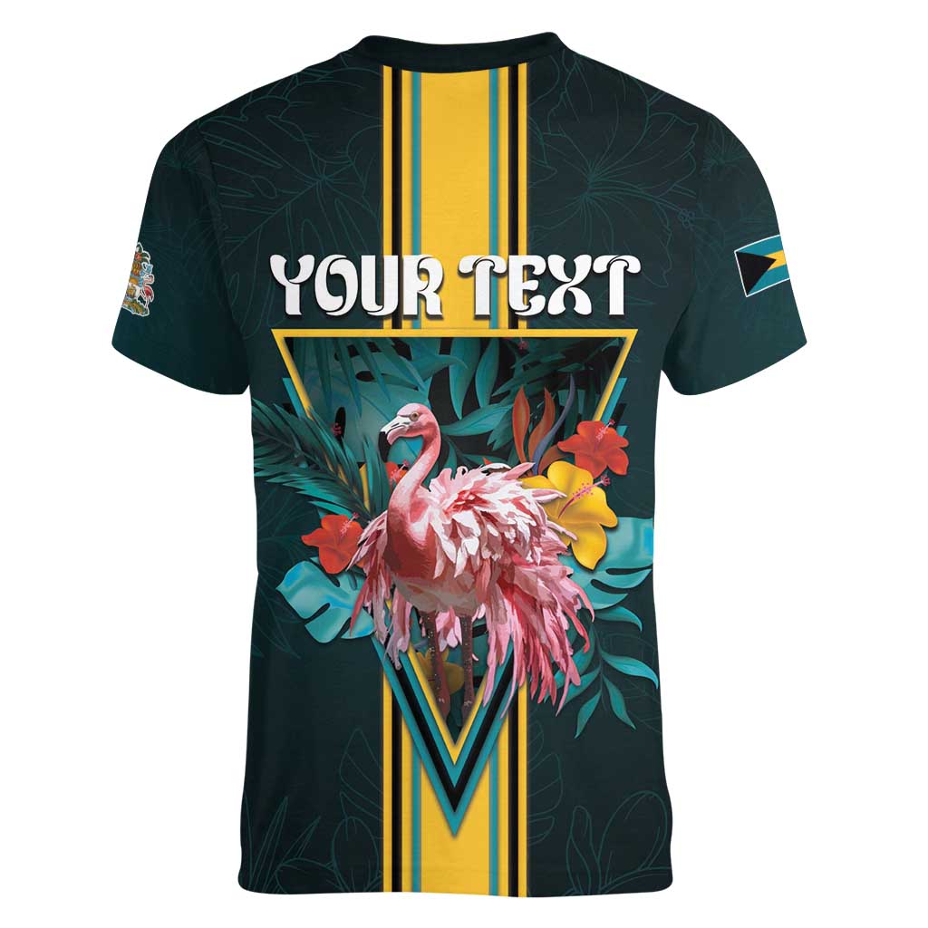 Personalized The Bahamas Women V-Neck T-Shirt The Flamingo Tropical Flowers - Wonder Print Shop