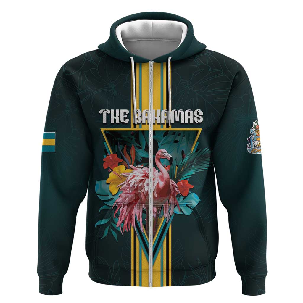 Personalized The Bahamas Zip Hoodie The Flamingo Tropical Flowers - Wonder Print Shop