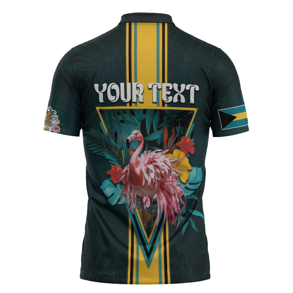 Personalized The Bahamas Zipper Polo Shirt The Flamingo Tropical Flowers - Wonder Print Shop