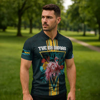 Personalized The Bahamas Zipper Polo Shirt The Flamingo Tropical Flowers - Wonder Print Shop