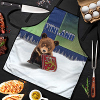 Finland Apron Brown Bear With Symbol Under The Aurora Sky - Wonder Print Shop