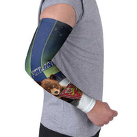 Finland Arm Sleeves Brown Bear With Symbol Under The Aurora Sky - Wonder Print Shop