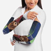 Finland Arm Sleeves Brown Bear With Symbol Under The Aurora Sky - Wonder Print Shop