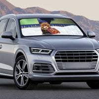 Finland Auto Sun Shade Brown Bear With Symbol Under The Aurora Sky - Wonder Print Shop