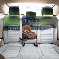 Finland Back Car Seat Cover Brown Bear With Symbol Under The Aurora Sky - Wonder Print Shop