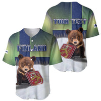Personalized Finland Baseball Jersey Brown Bear With Symbol Under The Aurora Sky - Wonder Print Shop