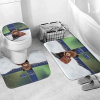 Finland Bathroom Set Brown Bear With Symbol Under The Aurora Sky - Wonder Print Shop