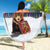 Finland Beach Blanket Brown Bear With Symbol Under The Aurora Sky - Wonder Print Shop