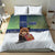 Finland Bedding Set Brown Bear With Symbol Under The Aurora Sky - Wonder Print Shop