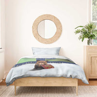 Finland Bedding Set Brown Bear With Symbol Under The Aurora Sky - Wonder Print Shop