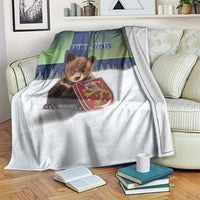 Finland Blanket Brown Bear With Symbol Under The Aurora Sky - Wonder Print Shop