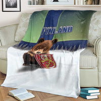 Finland Blanket Brown Bear With Symbol Under The Aurora Sky - Wonder Print Shop