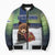 Personalized Finland Bomber Puffer Jacket Brown Bear With Symbol Under The Aurora Sky - Wonder Print Shop