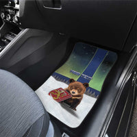 Finland Car Mats Brown Bear With Symbol Under The Aurora Sky - Wonder Print Shop