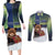 Personalized Finland Couples Matching Long Sleeve Bodycon Dress and Long Sleeve Button Shirt Brown Bear With Symbol Under The Aurora Sky - Wonder Print Shop